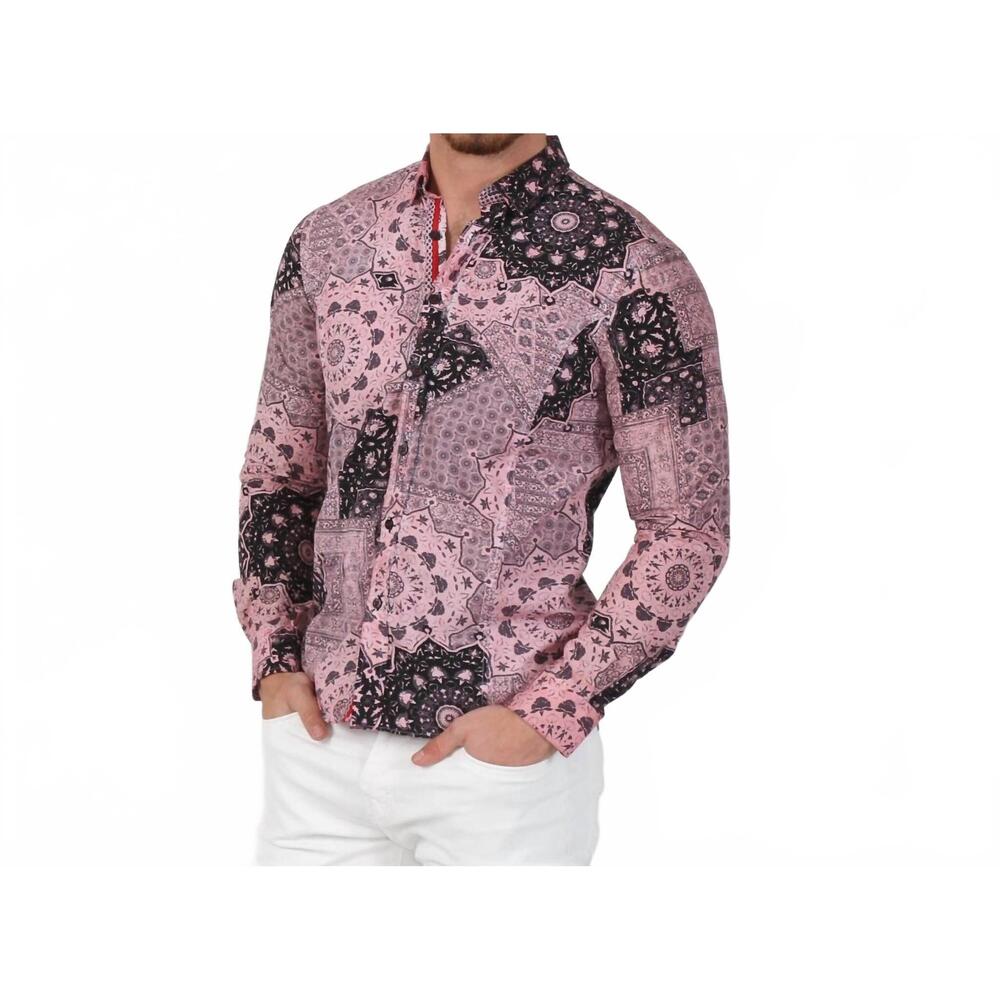 NEW EIGHT X button down wheel shirt with trim in pink